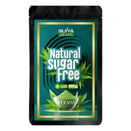 INJIYA Natural Sugar-Free Stevia Powder | Zero Calorie Sweetener | Ideal for Diabetics, Fitness & Weight Loss - 60g Injiya Sugar Free Stevia Products – Natural, Zero Calorie Sweeteners for Healthy Living.